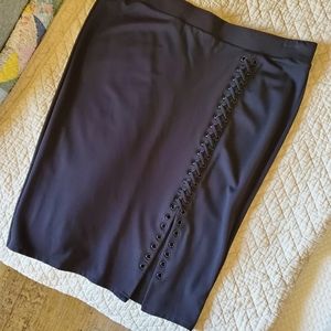 Torrid Black Ponte Lace up Pencil Skirt